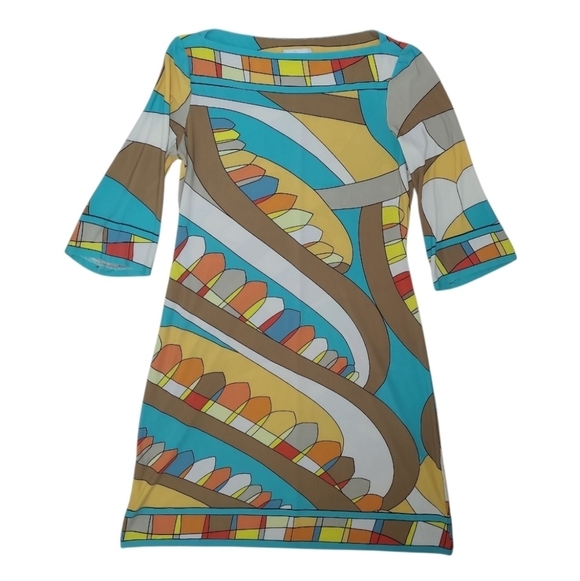 Donna Morgan 3/4 Sleeve Kaleidoscope Print Shift Dress Size 10 - Picture 7 of 8